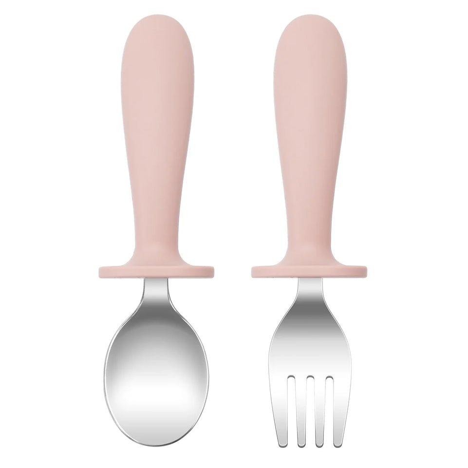 Color Kids 2PCS Stainless Steel Spoon Fork Set Dishwasher Safe BPA Free Utensils Baby Feeding Cutlery  Baby Newborn Items