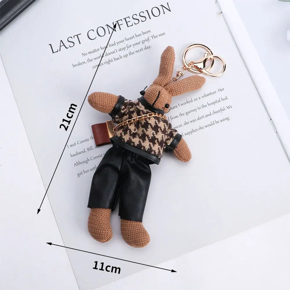 Kids Cloth Animal Doll Pendant Boys Bag Pendant Decoration Girls Car Accessories Lady Rabbit Keychains Korean Style Key Ring