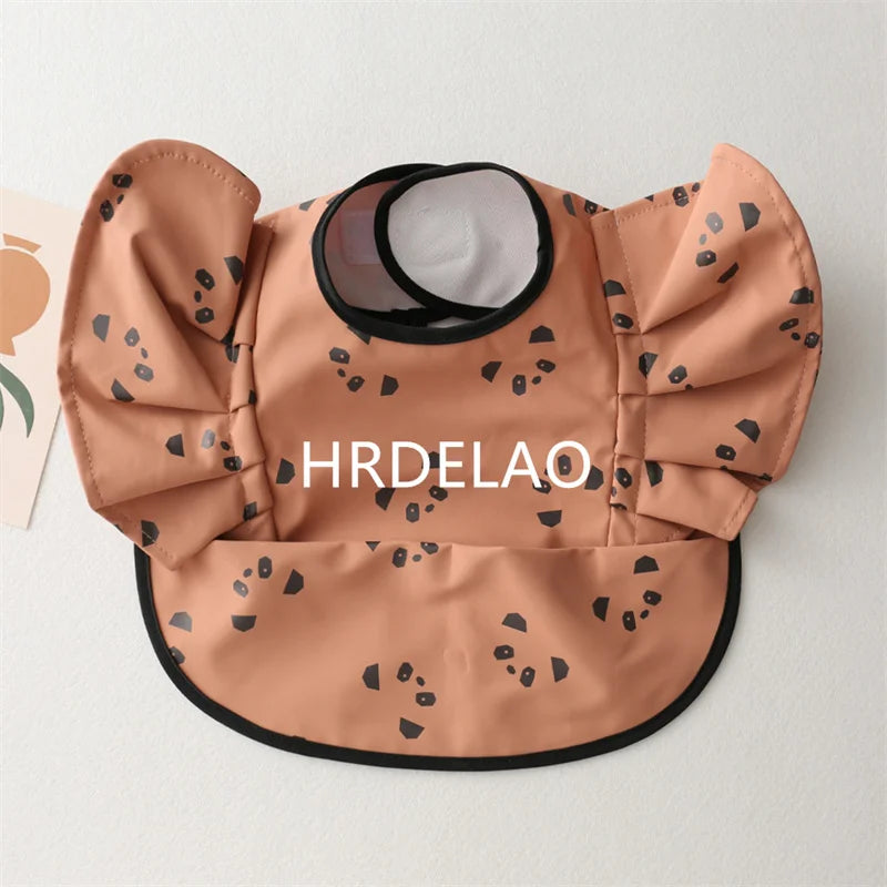 Baby Bibs INS Nordic Style Angel Feed Pocket Burp Girl Boy Infant Meals Bib Waterproof Easy Clean Cute Elephant Bib Soft PU Gift