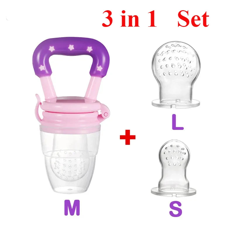 3 in 1 Baby Learn Feeding Drinking Water Straw Handle Teething Pacifier Nipple Fresh Food Fruit Milk Feeding Bottles Nibbler