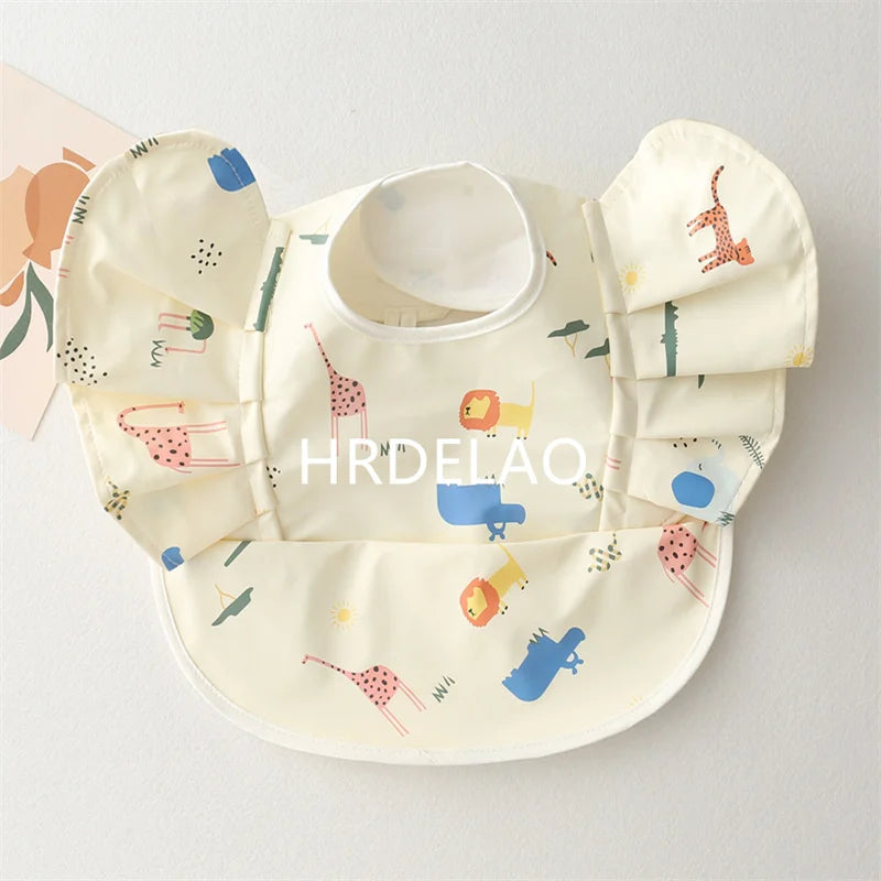 Baby Bibs INS Nordic Style Angel Feed Pocket Burp Girl Boy Infant Meals Bib Waterproof Easy Clean Cute Elephant Bib Soft PU Gift
