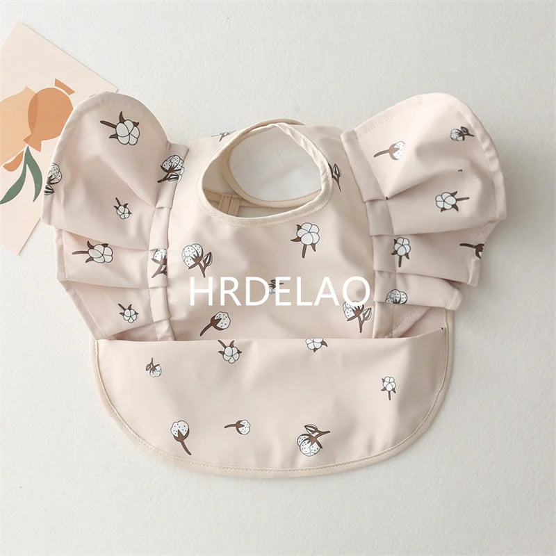 Baby Bibs INS Nordic Style Angel Feed Pocket Burp Girl Boy Infant Meals Bib Waterproof Easy Clean Cute Elephant Bib Soft PU Gift