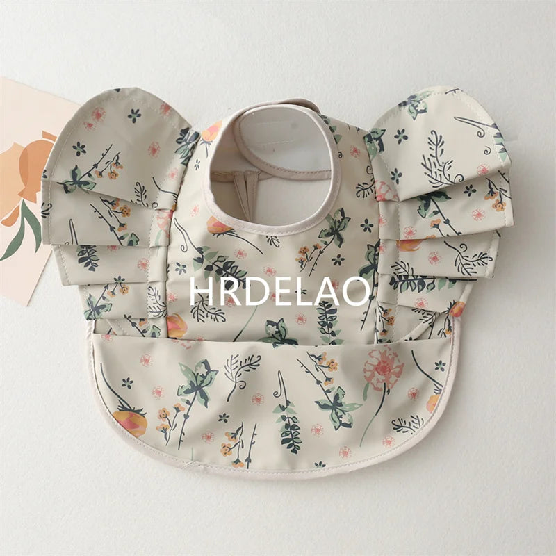 Baby Bibs INS Nordic Style Angel Feed Pocket Burp Girl Boy Infant Meals Bib Waterproof Easy Clean Cute Elephant Bib Soft PU Gift