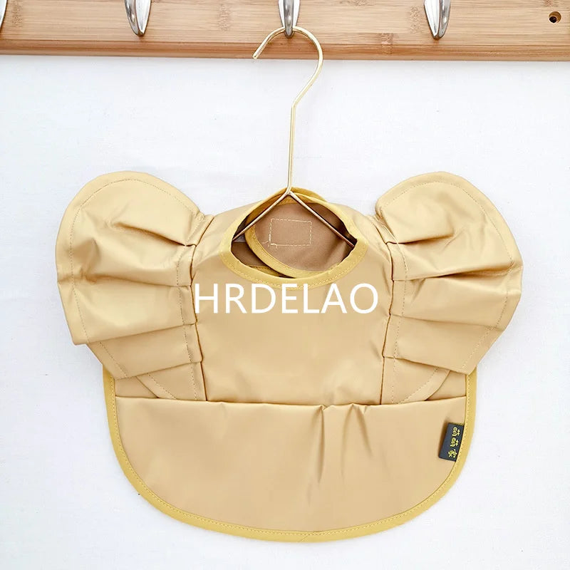Baby Bibs INS Nordic Style Angel Feed Pocket Burp Girl Boy Infant Meals Bib Waterproof Easy Clean Cute Elephant Bib Soft PU Gift