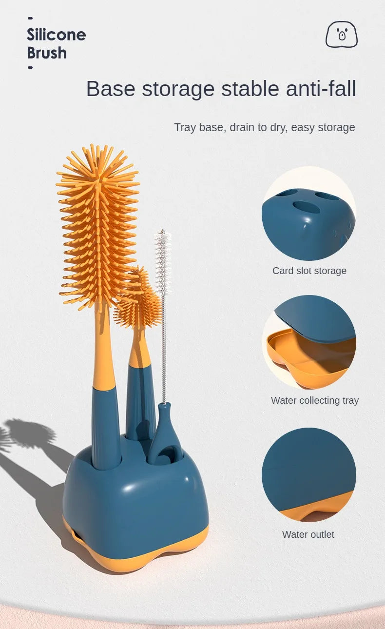 1/2/3pcs Silicone Brush for Bottles 360 Degree Rotation Baby Bottle Pacifier Cleaning Brush Nipple Dropper Brushes Set Baby Item