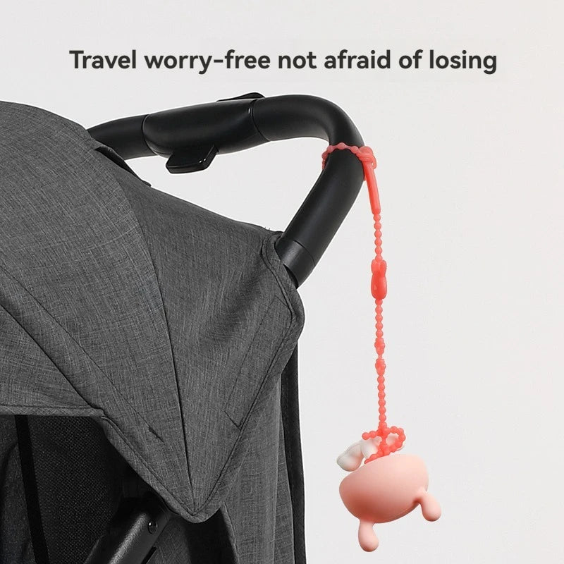 Baby Teething Toy with Music, Silicone Gum Soother Pacifier Clip, Anti-Loss Chain for Drool Relief & Sensory Development