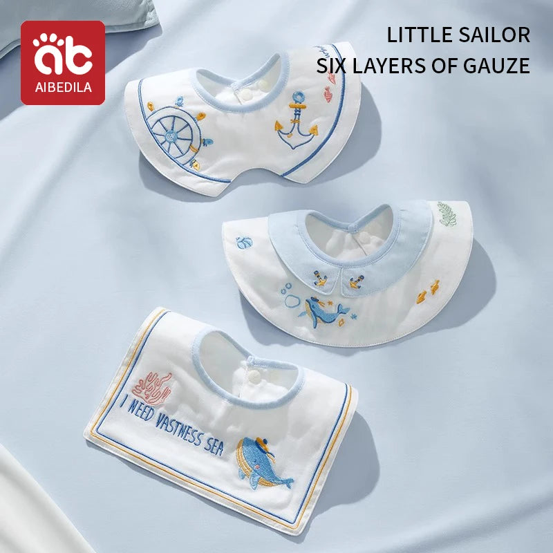 3pcs Ins Korea New Cotton Baby Bib Embroidery Bib Baby Drool Towel Boys and Girls Drool Pocket Waterproof Baby Kleding Jongen