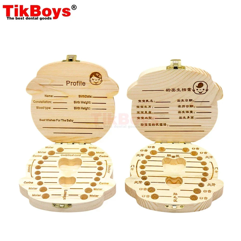 Baby Wood Tooth Box Organizer Milk Teeth Storage Collect Teeth Umbilica Save Gifts Baby Souvenirs Gifts Keepsakes