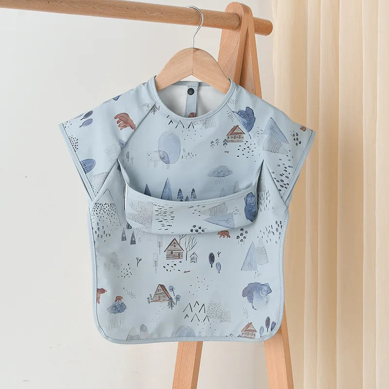 Newborn Baby Bibs Blouse Waterproof No-sleeved Reverse Dressing Infant Eating Clothes Apron Bib Protective Clothing