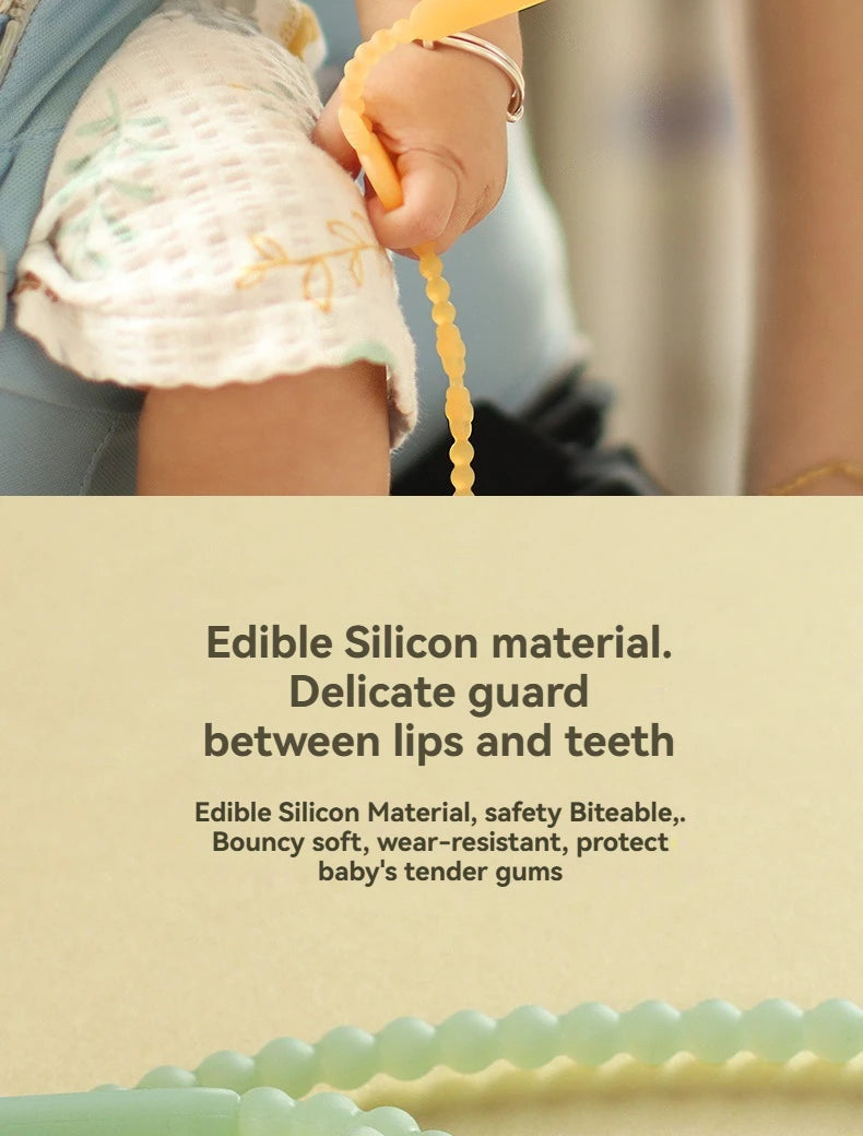 Baby Teething Toy with Music, Silicone Gum Soother Pacifier Clip, Anti-Loss Chain for Drool Relief & Sensory Development