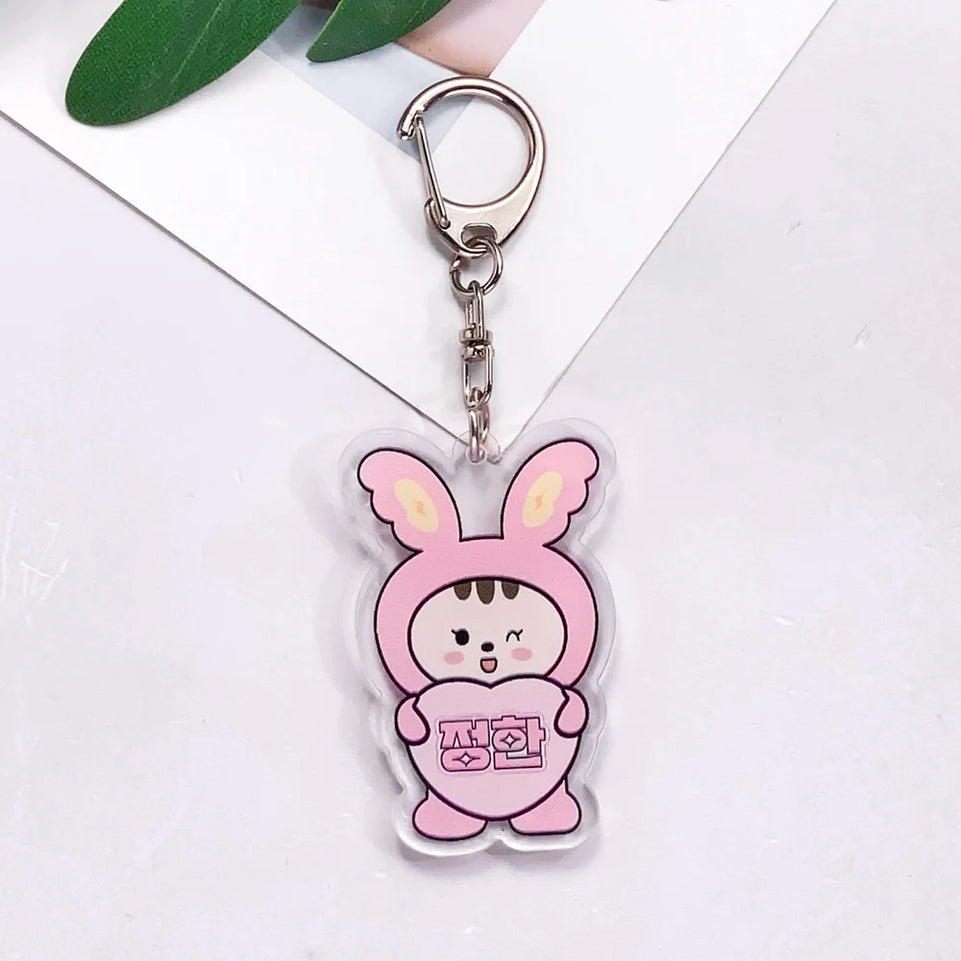 Kpop Stray Kids Acrylic Car Keychain Accessories Creative Funny Kawaii Trendy Bag Charm Backpack Pendant Keyring Gifts For Fans