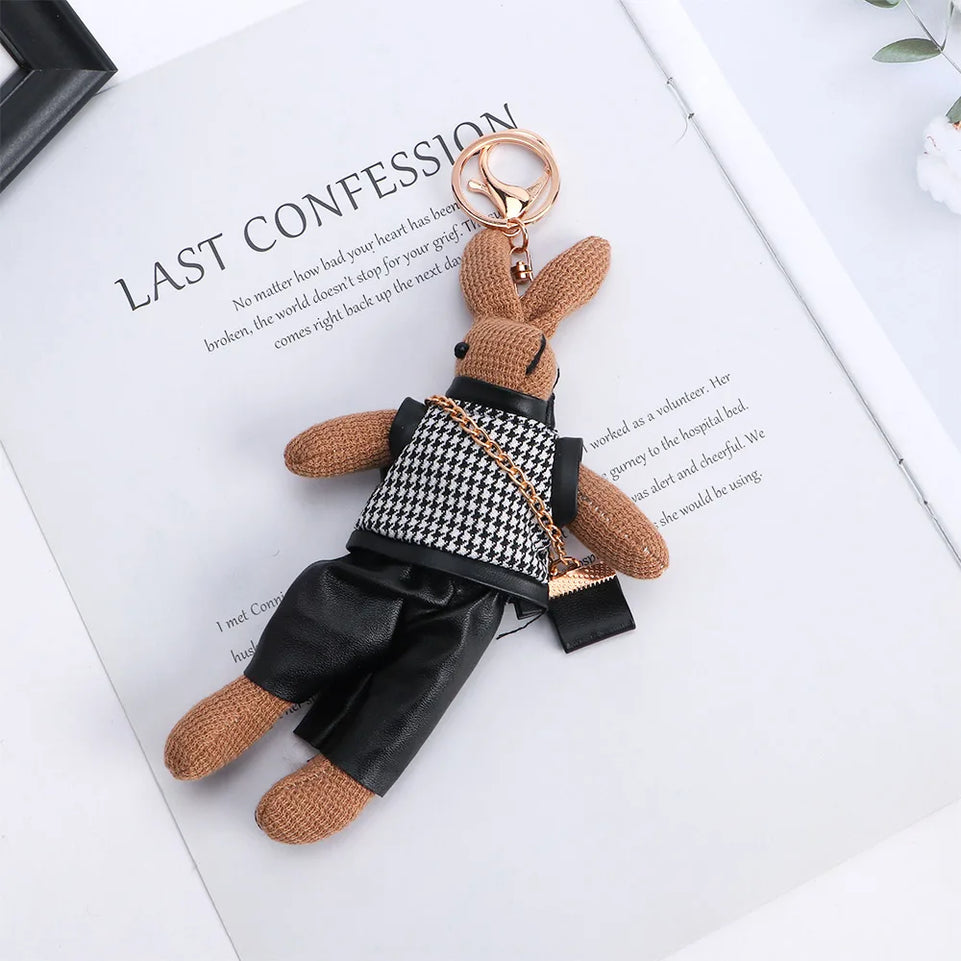 Kids Cloth Animal Doll Pendant Boys Bag Pendant Decoration Girls Car Accessories Lady Rabbit Keychains Korean Style Key Ring