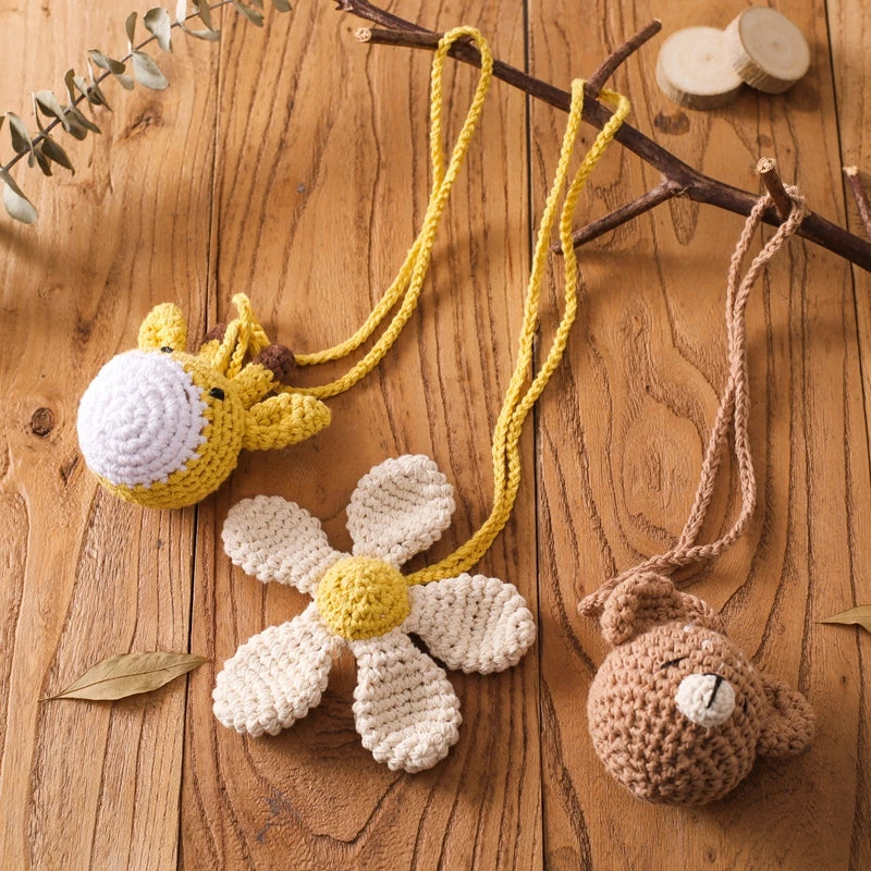 Baby Crochet Rattle Toys Rabbit Teether Toys Pacifier Chain Pendant Play Activity Gym Hanging Toys For Newborn Teething Toys