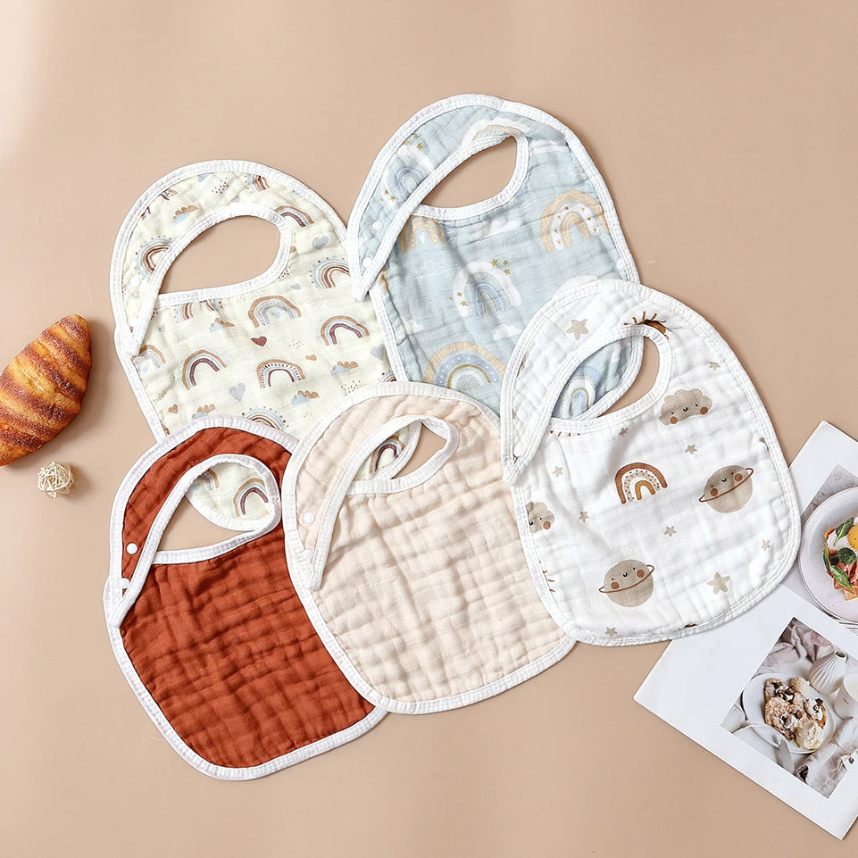 Kangobaby #My Soft Life# New 5pcs Set Breathable Bamboo Cotton Newborn Muslin Feeding Bib Antibacterial Baby Burp Cloth