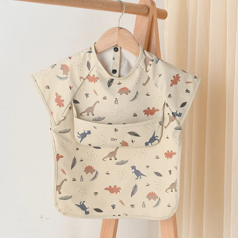 Newborn Baby Bibs Blouse Waterproof No-sleeved Reverse Dressing Infant Eating Clothes Apron Bib Protective Clothing