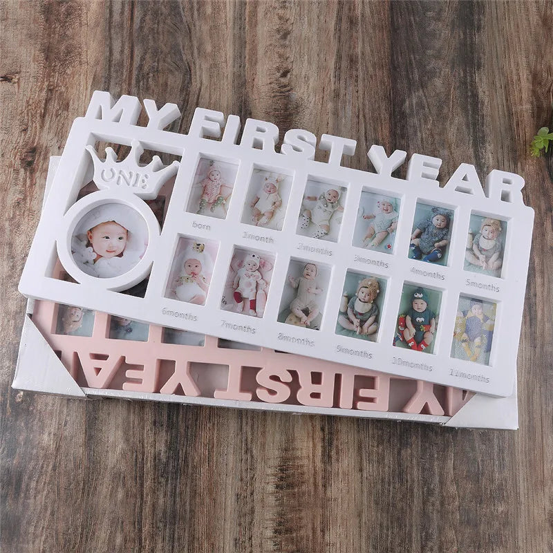 Souvenirs Photo Frame My First Year Baby Keepsake Frame 0-12 Months Pictures Photo Frame Souvenirs Kids Growing Memory Gift ﻿