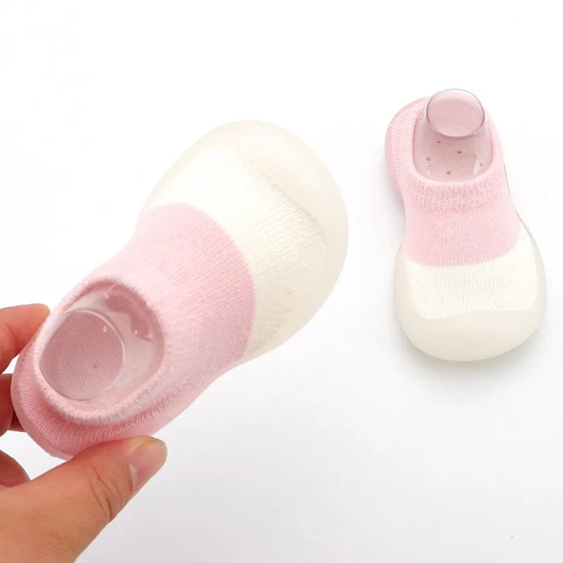Baby Shoes First Walkers Comfortable Boys Girls Kids Rubber Soft Non-Slip Sole Floor Shoes Knit Booties
