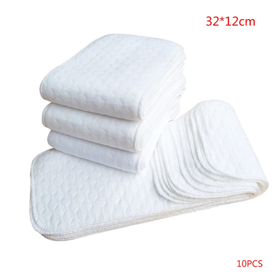 New 10PCS/Set Baby Reusable Diaper Washable Ecological Cotton Diapers 3Layers Cloth Nappies for Children Breathable Absorbent