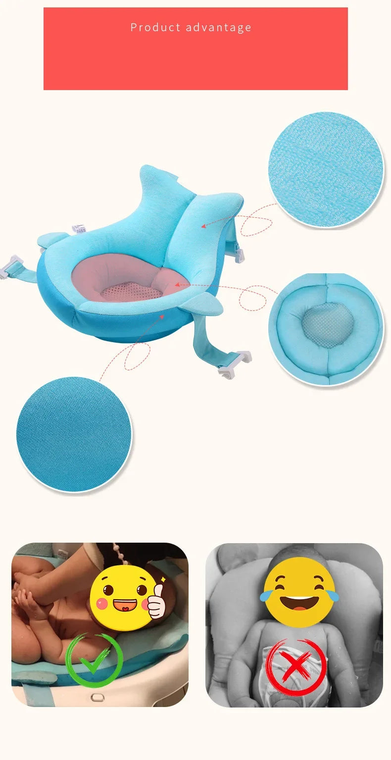 Baby Safety Bath Mat Cushion Portable Bath Anti-Slip Cushion Seat Infant Floating Bather Bathtub Pad Shower Security Support Mat