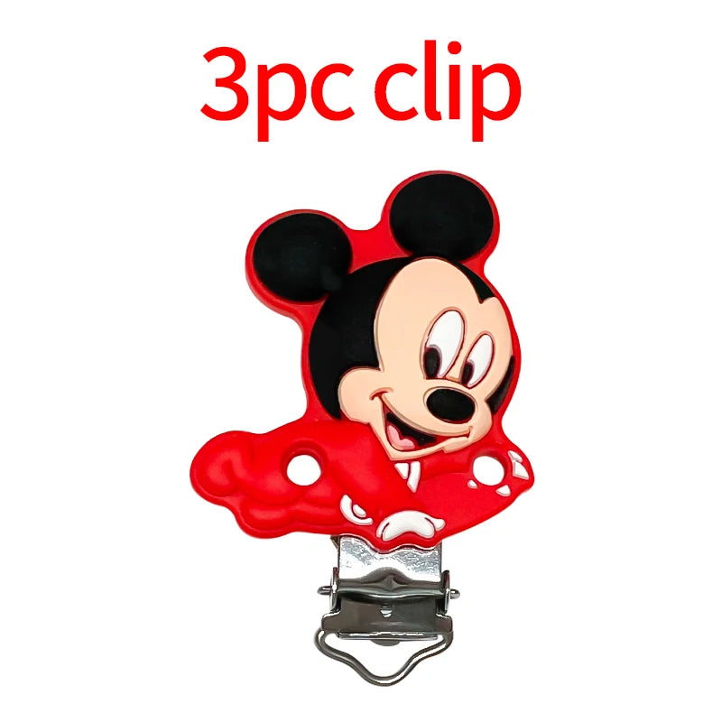 1/3/10pcs New Cartoon Mickey Minnie Silicone Beads Teether Food-Grade Chewing Teeth Bead DIY Nipple Chain Jewelry Accessories
