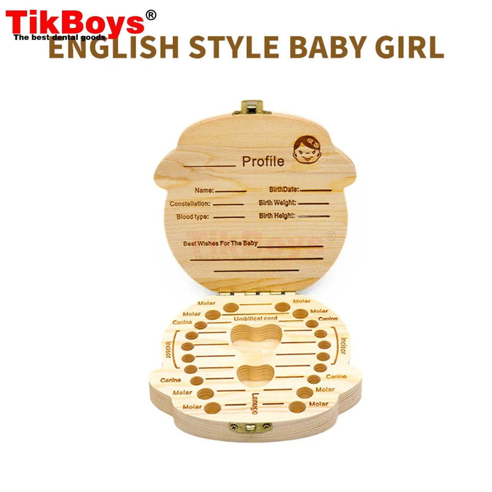 Baby Wood Tooth Box Organizer Milk Teeth Storage Collect Teeth Umbilica Save Gifts Baby Souvenirs Gifts Keepsakes