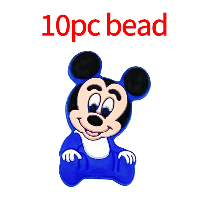 1/3/10pcs New Cartoon Mickey Minnie Silicone Beads Teether Food-Grade Chewing Teeth Bead DIY Nipple Chain Jewelry Accessories