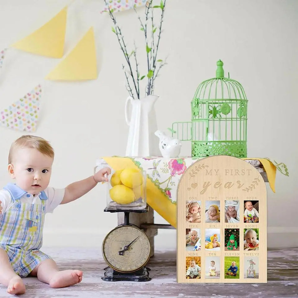 Newborn first year photo Memorial Keepsake Frame  12 month baby Growth Record milestone board baby souvenirs gifts for mothers