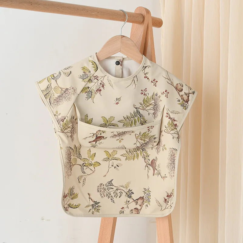 Newborn Baby Bibs Blouse Waterproof No-sleeved Reverse Dressing Infant Eating Clothes Apron Bib Protective Clothing