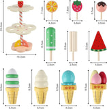 Wooden Ice Cream Counter Playset for Toddler Toys,  Montessori Pretend Play Food Toys Kitchen Accessories Early Learning AidsFV