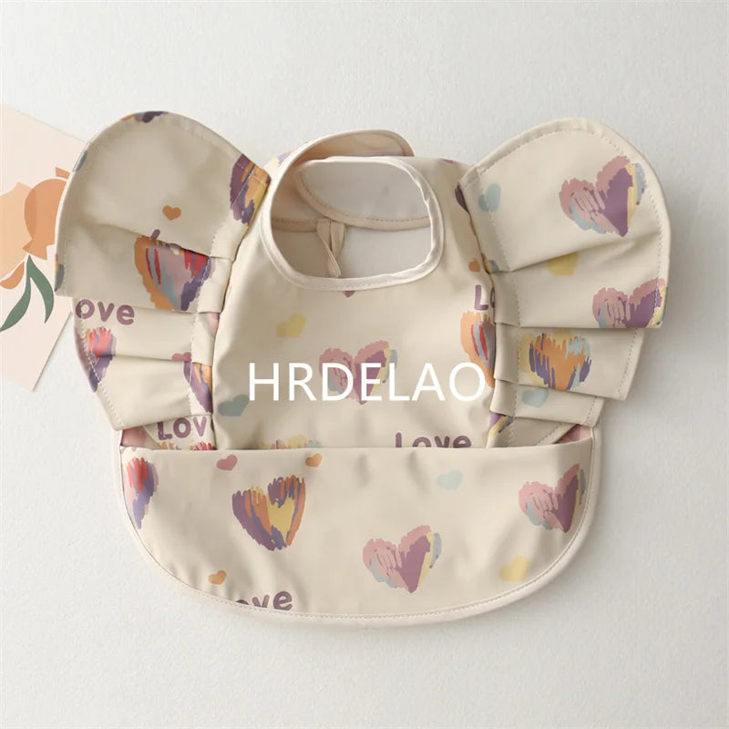 Baby Bibs INS Nordic Style Angel Feed Pocket Burp Girl Boy Infant Meals Bib Waterproof Easy Clean Cute Elephant Bib Soft PU Gift