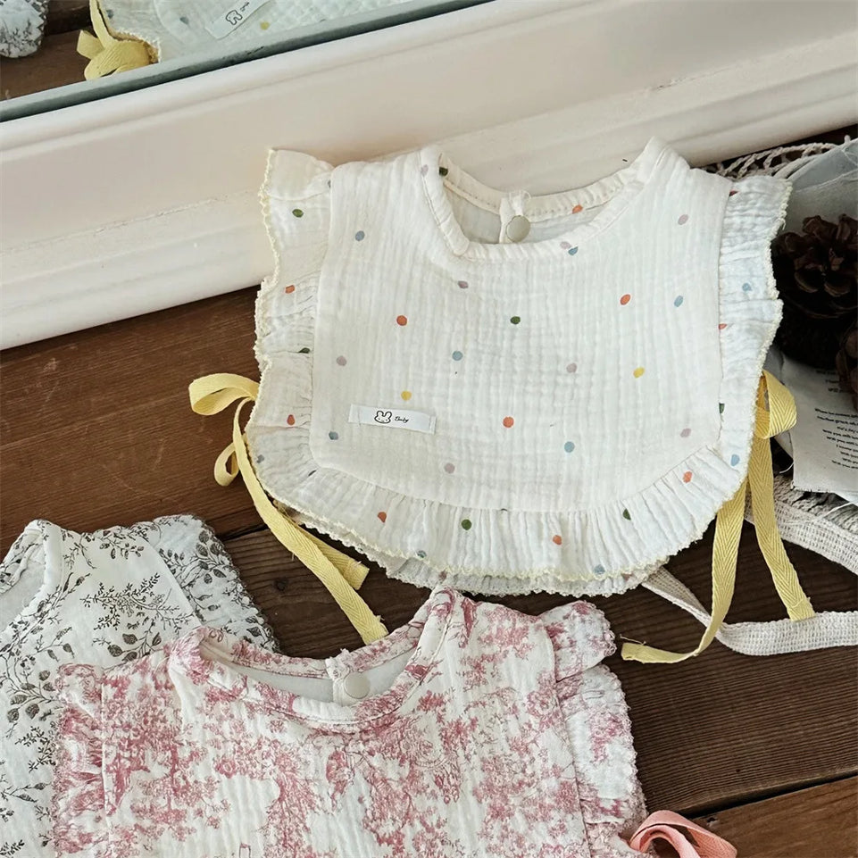 INS Style Baby Feeding Drool Bib Ruffle Floral Infants Lace Saliva Towel Soft Cotton Burp Cloth For Newborn Toddler Kids Bibs