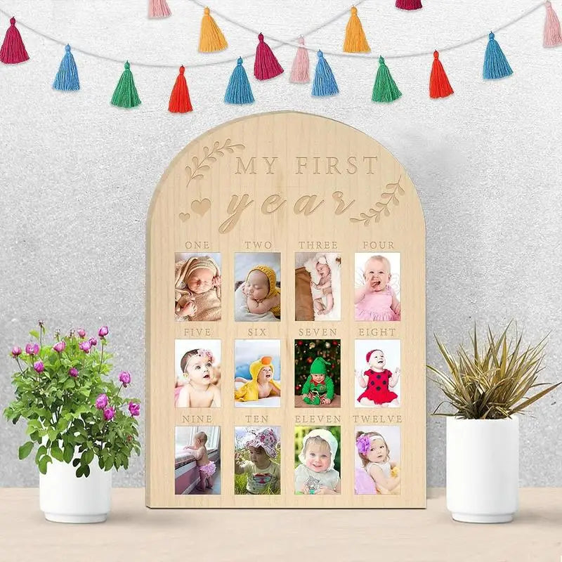 Newborn first year photo Memorial Keepsake Frame  12 month baby Growth Record milestone board baby souvenirs gifts for mothers