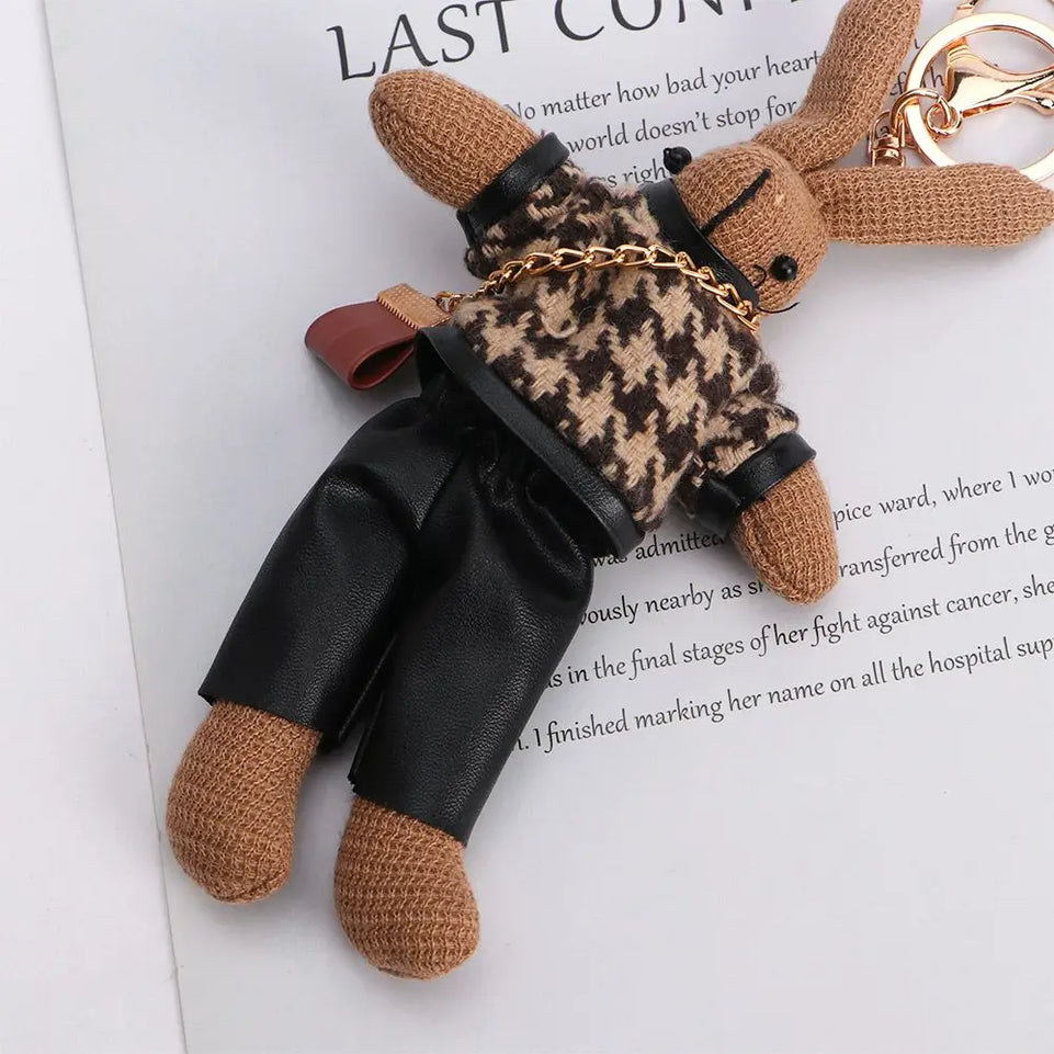 Kids Cloth Animal Doll Pendant Boys Bag Pendant Decoration Girls Car Accessories Lady Rabbit Keychains Korean Style Key Ring