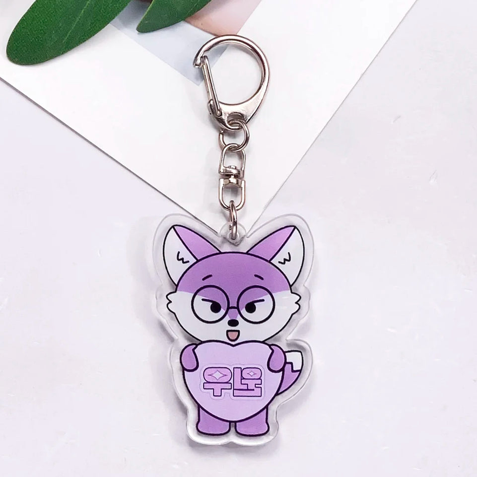Kpop Stray Kids Acrylic Car Keychain Accessories Creative Funny Kawaii Trendy Bag Charm Backpack Pendant Keyring Gifts For Fans
