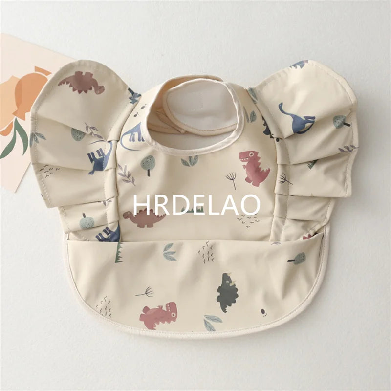 Baby Bibs INS Nordic Style Angel Feed Pocket Burp Girl Boy Infant Meals Bib Waterproof Easy Clean Cute Elephant Bib Soft PU Gift