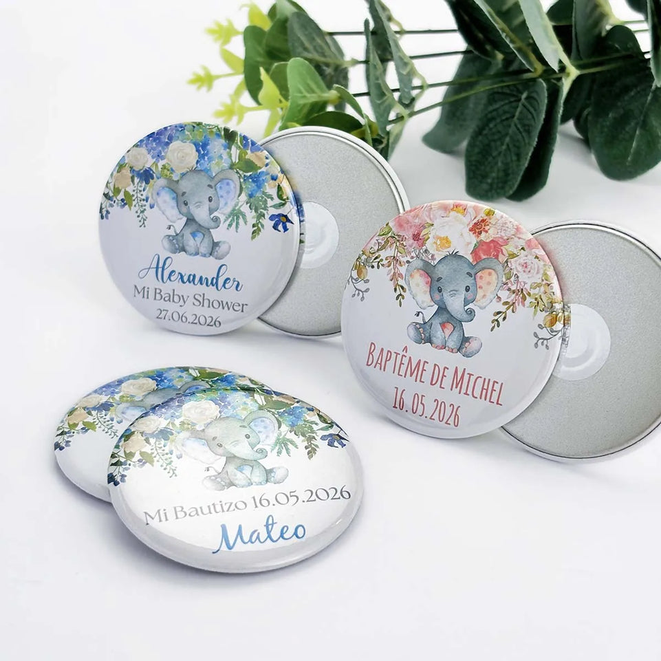 Baptism Souvenirs Baby Shower Party Favors Personalized Baby Elephant Fridge Magnets Girl Boy First Birthday Gifts for Guests