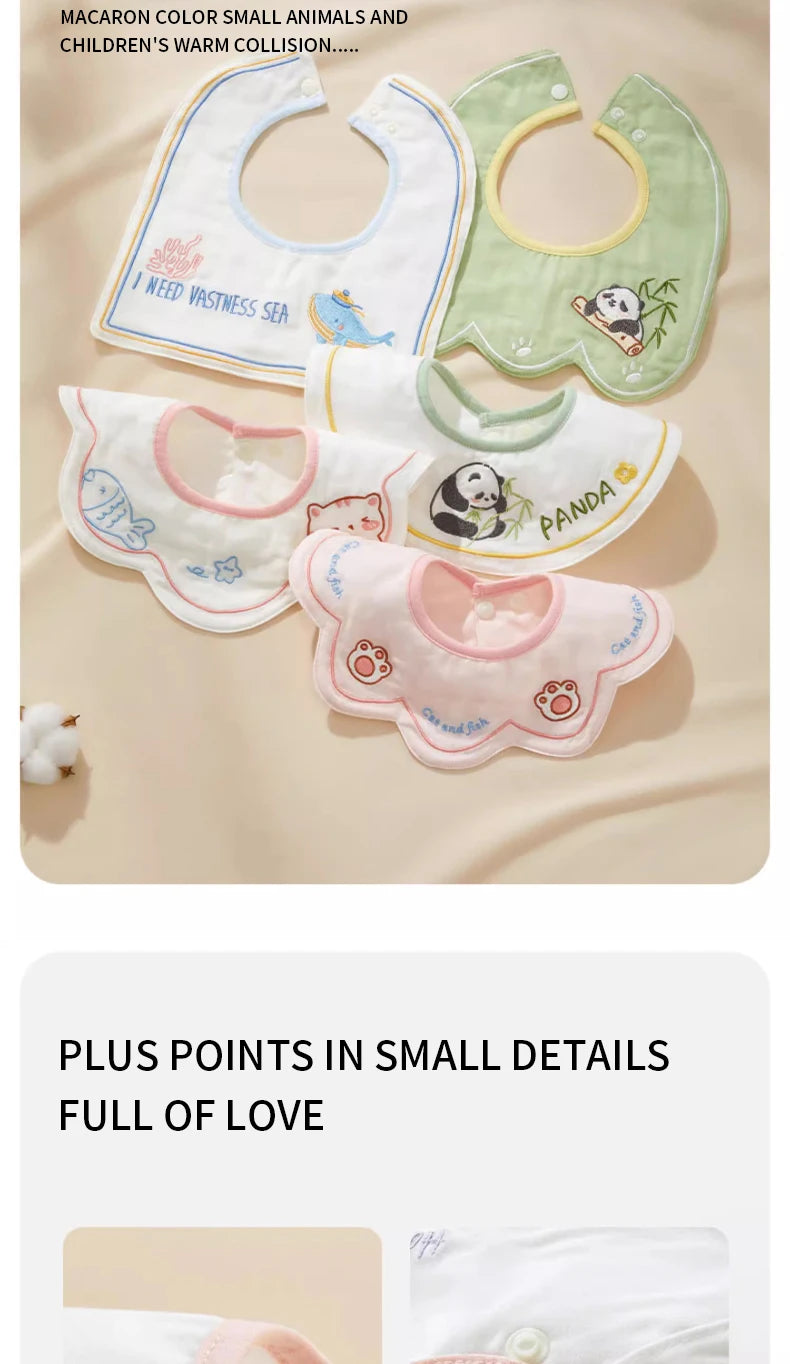 3pcs Ins Korea New Cotton Baby Bib Embroidery Bib Baby Drool Towel Boys and Girls Drool Pocket Waterproof Baby Kleding Jongen