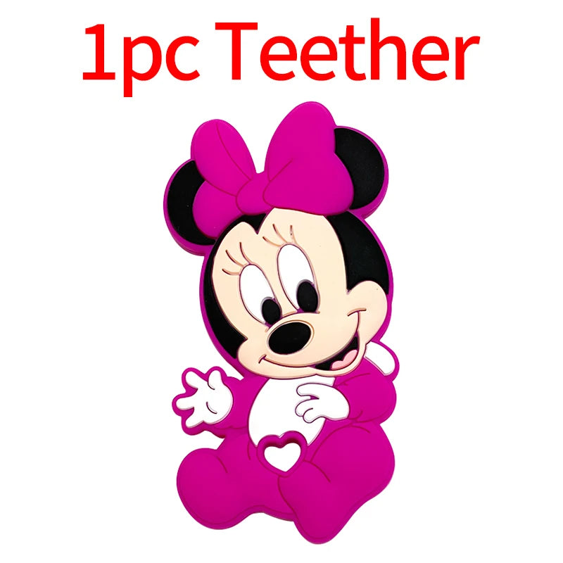 1/3/10pcs New Cartoon Mickey Minnie Silicone Beads Teether Food-Grade Chewing Teeth Bead DIY Nipple Chain Jewelry Accessories