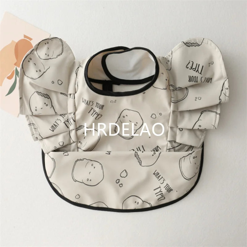 Baby Bibs INS Nordic Style Angel Feed Pocket Burp Girl Boy Infant Meals Bib Waterproof Easy Clean Cute Elephant Bib Soft PU Gift