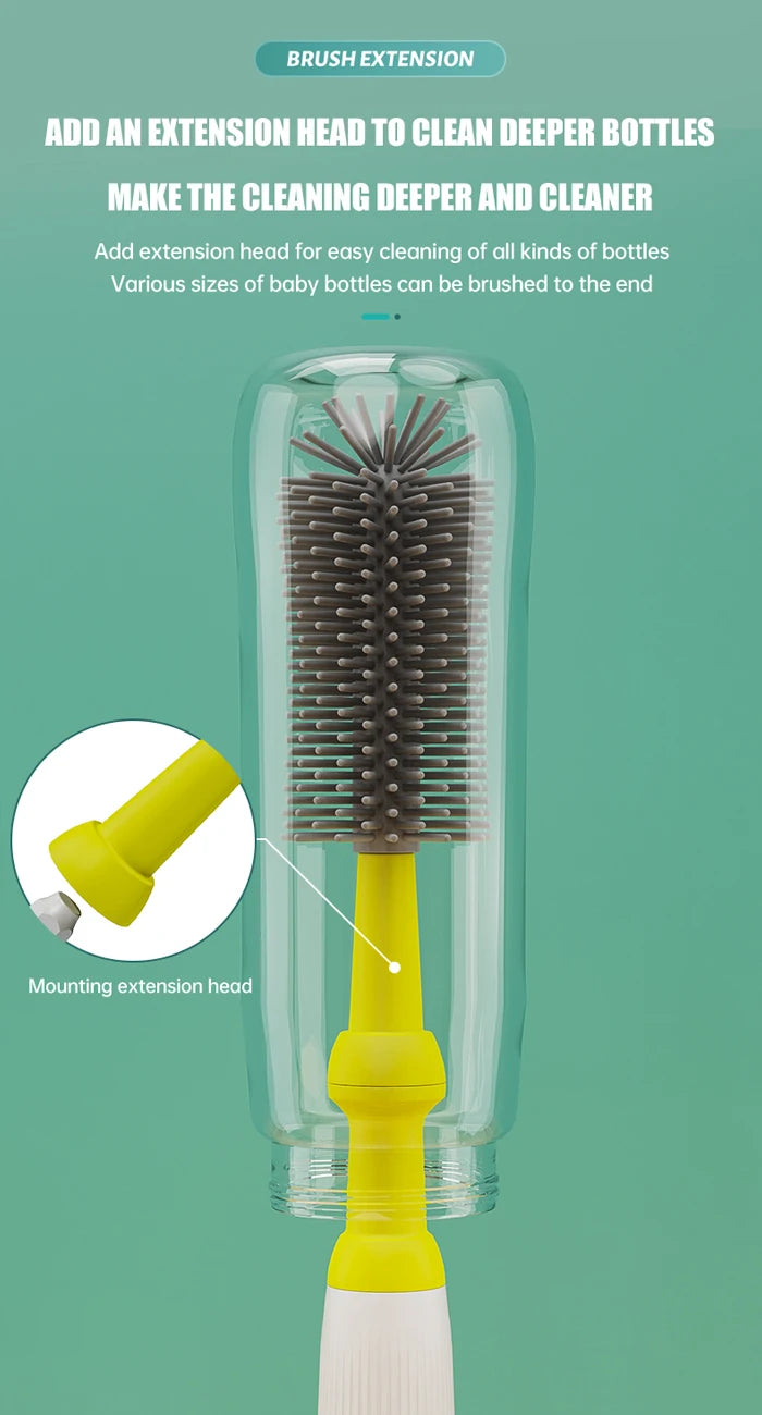 Electric 360 Degree Rotation 6 in 1 Silicone Baby Bottle Pacifier Brush Wash Water Cup Container Straw Cleaning Brush Set