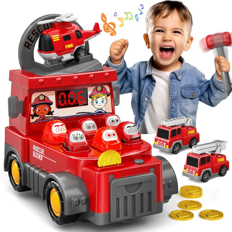 Hot Selling Kids Educational Toys Set Large Construction Vehicles Fire Trucks with Groundhog Game Consoles for Toddlers Gift