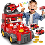 Hot Selling Kids Educational Toys Set Large Construction Vehicles Fire Trucks with Groundhog Game Consoles for Toddlers Gift