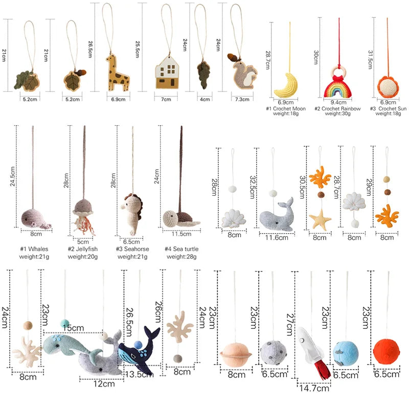 Baby Crochet Rattle Toys Rabbit Teether Toys Pacifier Chain Pendant Play Activity Gym Hanging Toys For Newborn Teething Toys