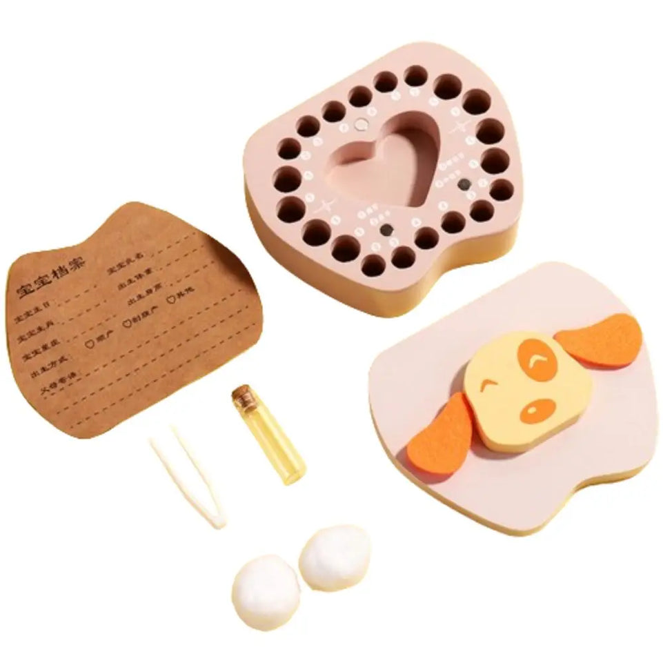 Souvenirs Cute Baby Tooth Box Cartoon Zodiac Breast Teeth Storage Case Wooden Collection Milk Teeth Organizer Newborn