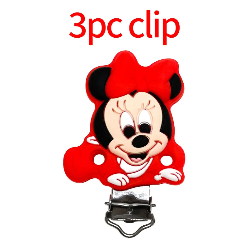 1/3/10pcs New Cartoon Mickey Minnie Silicone Beads Teether Food-Grade Chewing Teeth Bead DIY Nipple Chain Jewelry Accessories