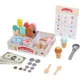 Wooden Ice Cream Counter Playset for Toddler Toys,  Montessori Pretend Play Food Toys Kitchen Accessories Early Learning AidsFV