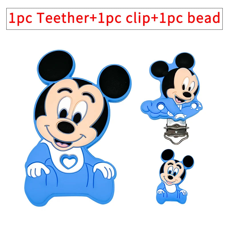 1/3/10pcs New Cartoon Mickey Minnie Silicone Beads Teether Food-Grade Chewing Teeth Bead DIY Nipple Chain Jewelry Accessories