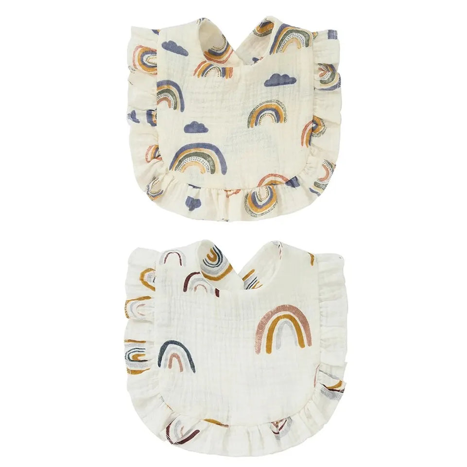 2pcs Newborn Bibs Infant Burp Cloths Baby Stuff Feeding Drool Bandana Saliva Towel Toddler Ruffle Floral Bib Baby Accessories