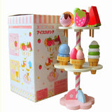 Wooden Ice Cream Counter Playset for Toddler Toys,  Montessori Pretend Play Food Toys Kitchen Accessories Early Learning AidsFV