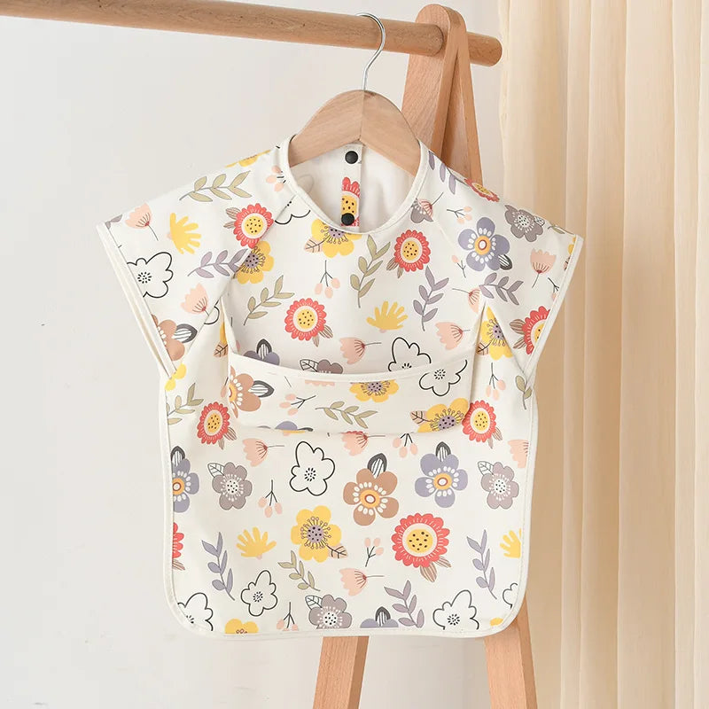 Newborn Baby Bibs Blouse Waterproof No-sleeved Reverse Dressing Infant Eating Clothes Apron Bib Protective Clothing